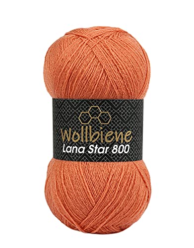 Wollbiene Wolle Wollbiene Lana Star 800 100g Strickwolle mit 25% Wolle 100 Gramm Wolle einfarbig türkische Wolle (terrakotta 07) von Wollbiene