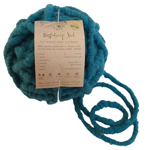 Teppichgarn zum häkeln/dicke Wolle/Teppichwolle/Sitzkissen stricken/Wollblüte (500g Türkis) von Wollblüte