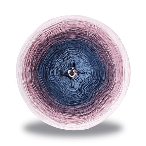 WolleAmore Bobbel Ombre Farbverlaufsgarn Handstrickgarn – 1800m/480g – 4-fädige Baumwoll und Acryl 50/50 Mischung für Stricken & Häkeln - BERRY DESSERT von WolleAmore