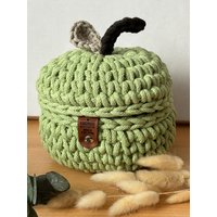 Apfelkörbchen Mit Deckel | Korb Apfel Häkelkorb Apfelkorb Gehäkelt Geschenkidee Zur Geburt Herbst Herbstdeko von WolleundLiebe