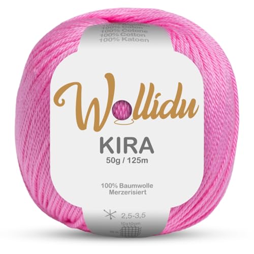 Wollidu Kira 100% Baumwolle zum Stricken und Häkeln 1 x 50g Set Häkelgarn Strickgarn - Rosa von Wollidu