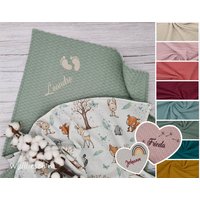 Babydecke Aus 100% Baumwolle Mit Name Personalisierbar | Xxl Waffelpiqué Viele Motive & Farben Kuscheldecke Geschenk Zur Geburt von Wolllieschen