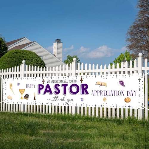Wollmix Pastor Wertschätzung Dekorationen Banner Geschenke für Männer – Thank You We Appreciate You Große Wand Veranda Zaun Garten Hof Dekor Schilder Hängende Partyzubehör für den Außenbereich, 248,9 von Wollmix