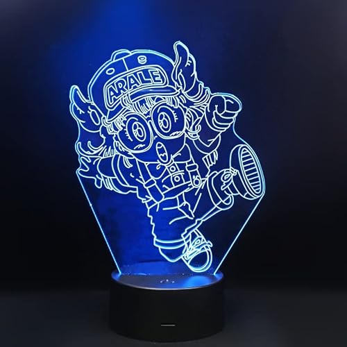 WOLOSTORE Anime-Lampe Arale Dr. Slump, Stimmungsdekoration, Nachttischlampe, buntes Nachtlicht, Beleuchtung für Kinder und Erwachsene, USB, festes Licht oder Karussell, Kabel - Batterien von Wolostore