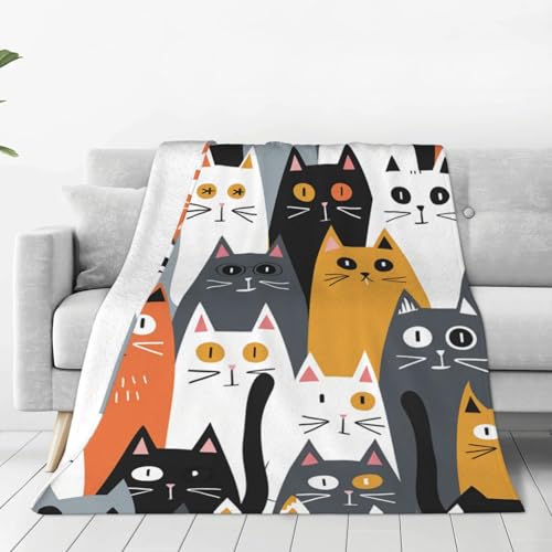 Woltant Decke für Erwachsene und Kinder, Flanell, schwarz, Überwurfdecke, gemütliche Ganzjahresdecke, Familiendecken für Sofa und Bett, 203 x 152 cm von Woltant