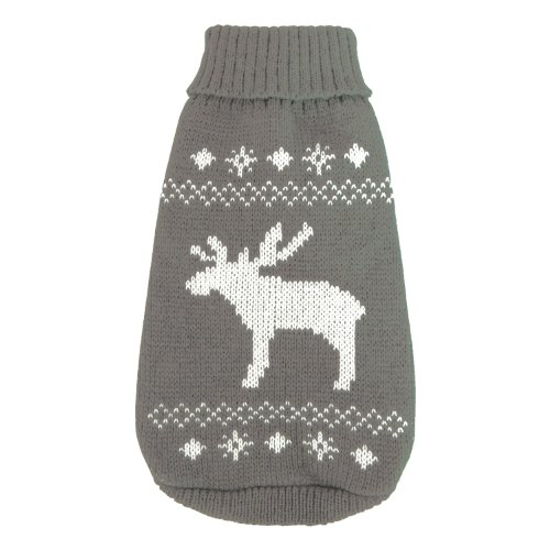 Wolters | Strickpullover mit Elch für Mops&Co in Grau/Weiß | Rückenlänge 30 cm von Wolters Cat & Dog