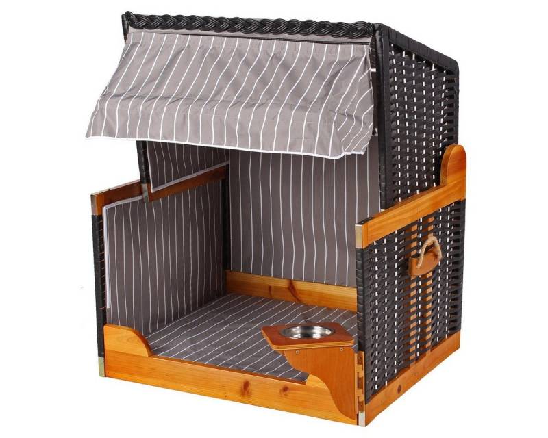 Wolters Haustierstrandkorb Hundestrandkorb Wacholder schwarz/grau-gestreift von Wolters