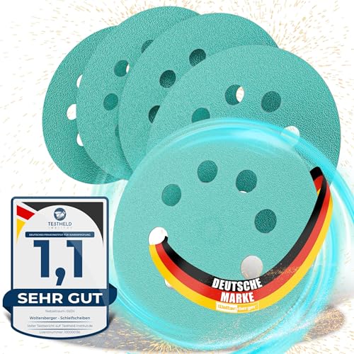 Woltersberger® 100 Stück Exzenter Schleifscheiben Ø 125mm | Körnung P1000 | 8 Loch in grün | Schleifpapier für optimales schleifen, vielseitig einsetzbar von Woltersberger