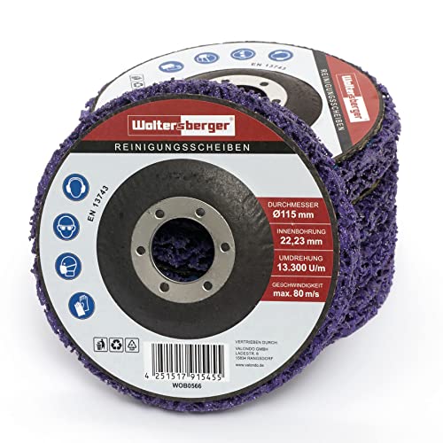 Woltersberger® 5 Stück Grob Reinigungsscheiben Ø115mm CSD Reinigungsvlies CBS Nylon Gewebescheibe Lila | purple für Winkelschleifer | Rostentferner für Flex von Woltersberger