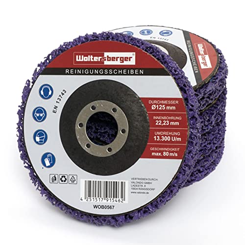 Woltersberger® 5 Stück Grob Reinigungsscheiben Ø125mm CSD Reinigungsvlies CBS Nylon Gewebescheibe Lila | purple für Winkelschleifer | Rostentferner für Flex von Woltersberger