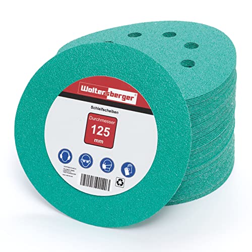 Woltersberger® 50 Stück Exzenter Schleifscheiben Ø 125mm | Körnung P100 | 8 Loch in grün | Schleifpapier für optimales schleifen, vielseitig einsetzbar von Woltersberger