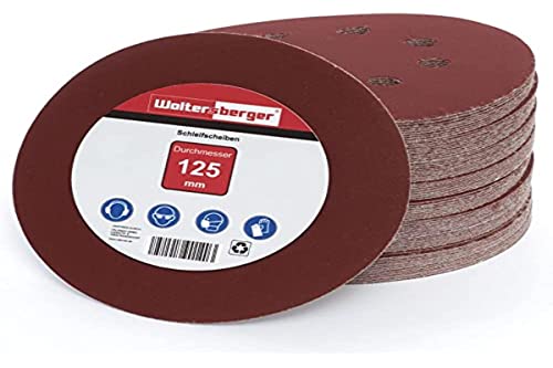 Woltersberger® Exzenter Schleifscheiben Ø 125mm | 8 Loch in rot | Schleifpapier für optimales schleifen, vielseitig einsetzbar, verschiedene Körnungen und Stückzahlen (50 Stück, P220 Körnung) von Woltersberger