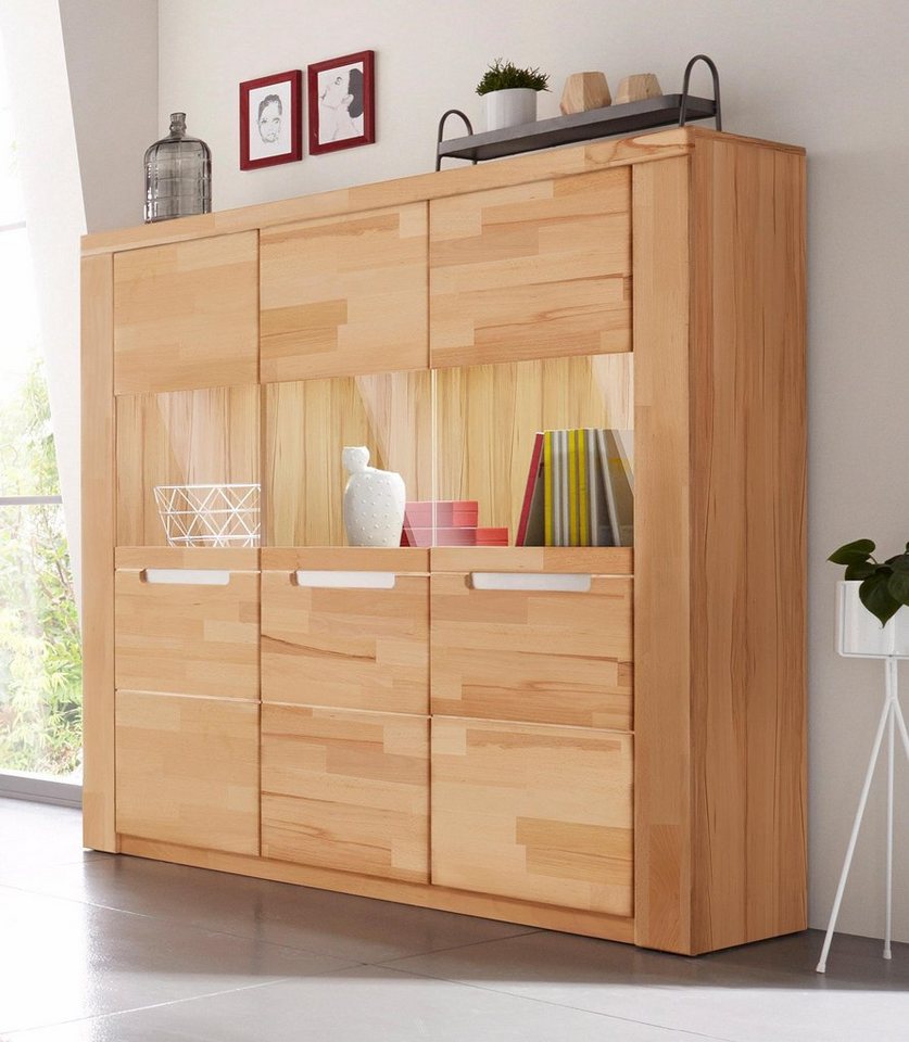 Woltra Highboard Kolding, Breite 140 cm mit 3 Glastüren von Woltra