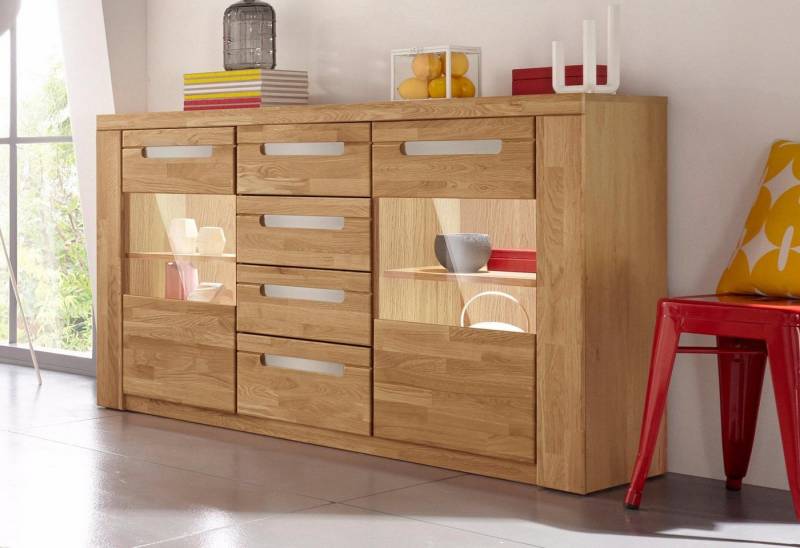 Woltra Sideboard Kolding, Breite 140 cm mit 2 Glastüren von Woltra