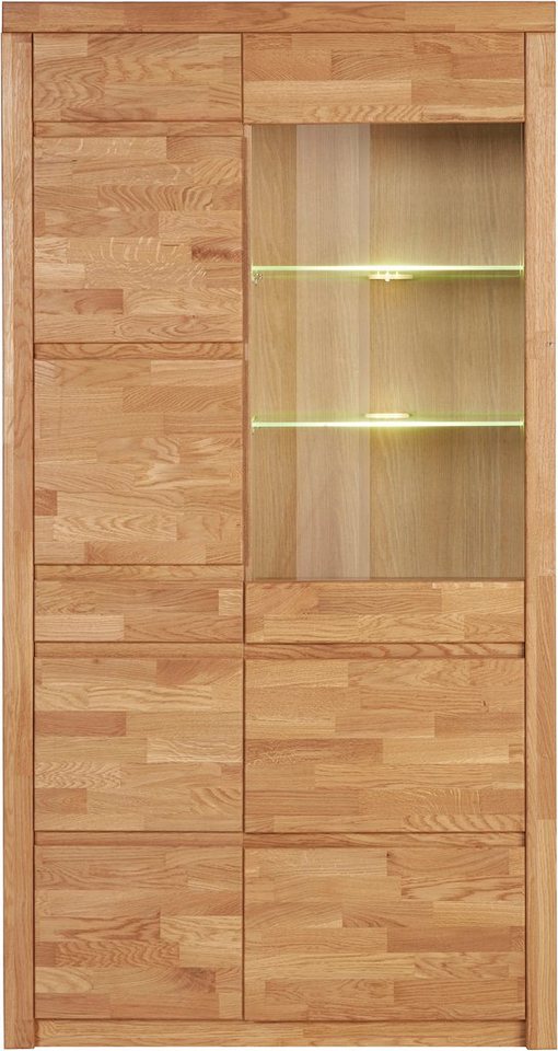 Home affaire Vitrine Silkeborg teilmassiv, schöne grifflose Optik von Home affaire