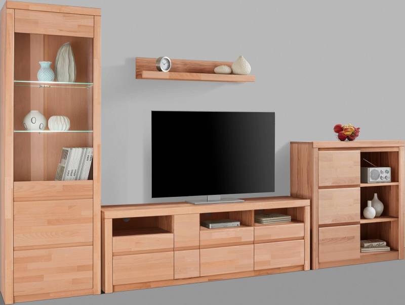 Home affaire Wohnwand Silkeborg, (Set, 4-St), teilmassives Holz von Home affaire
