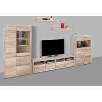 Home affaire Wohnwand "Silkeborg", (Set, 5 St.), teilmassiv mit schöner, griffloser Optik von home affaire