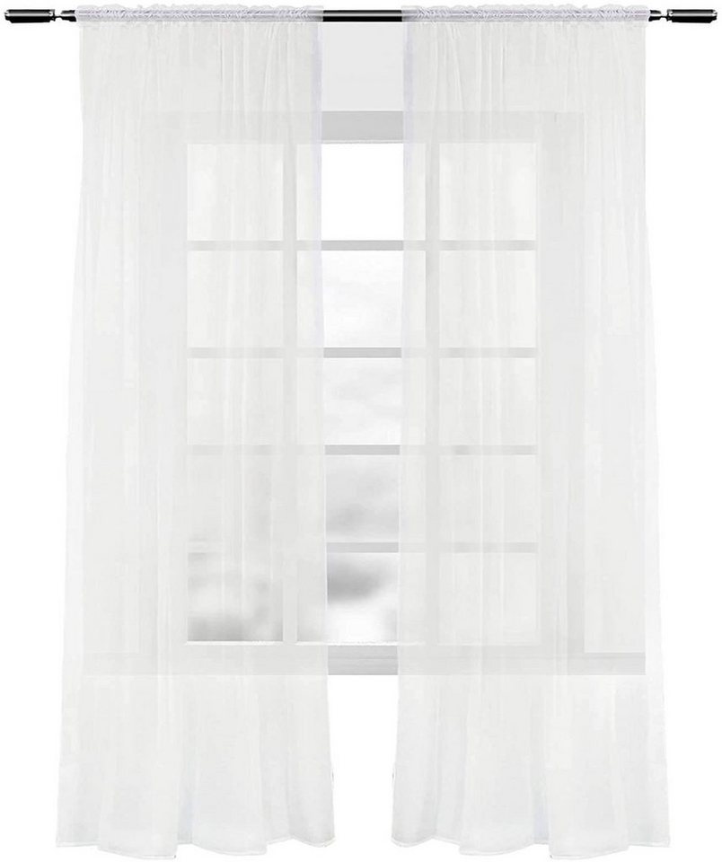 Gardine VH5515cm-2, Woltu, (2 St), halbtransparent, Vorhang mit Kräuselband Stores Voile von Woltu