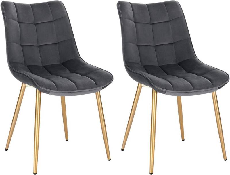 Woltu 4-Fußstuhl (2er-Set), Esszimmerstuhl Sessel, Metall Gold Beine von Woltu