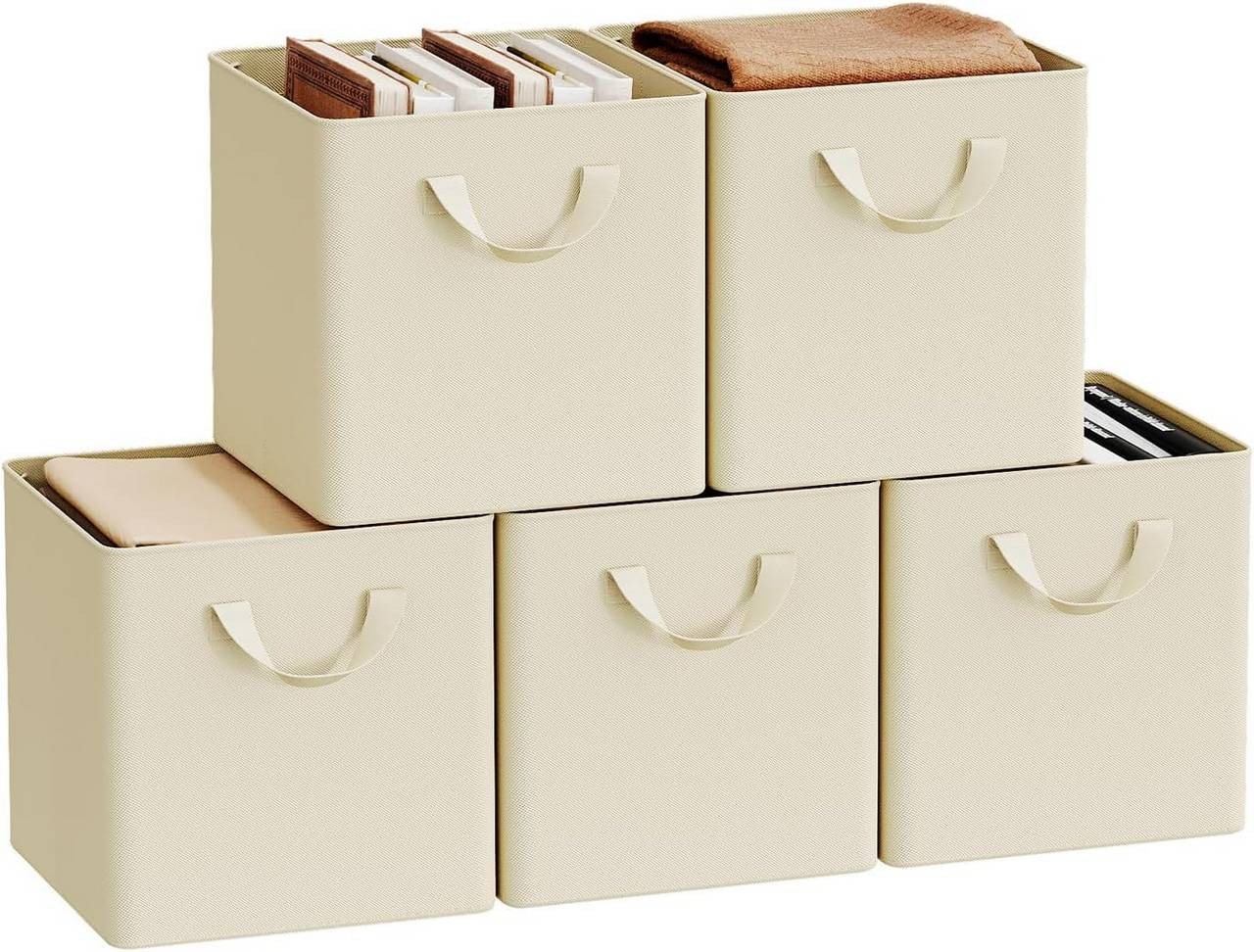 Woltu Aufbewahrungsbox (5 St), faltbare Stoffboxen 5 Stück, mit Griffen Metallrahmen von Woltu