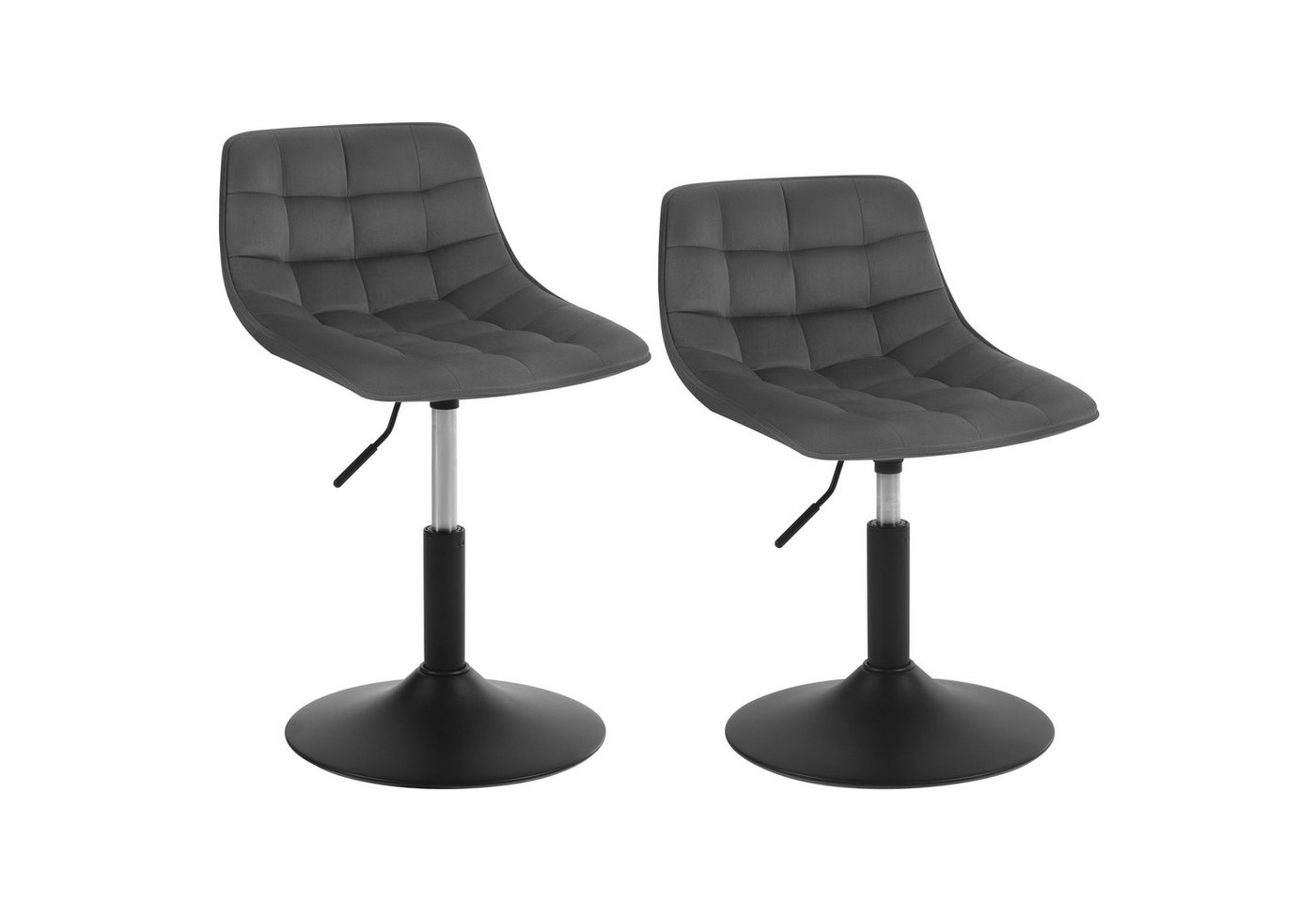 Woltu Barhocker (2 St), 360° Schwenken Samt Sitz 38-49.5cm Hoch dunkelgrau von Woltu