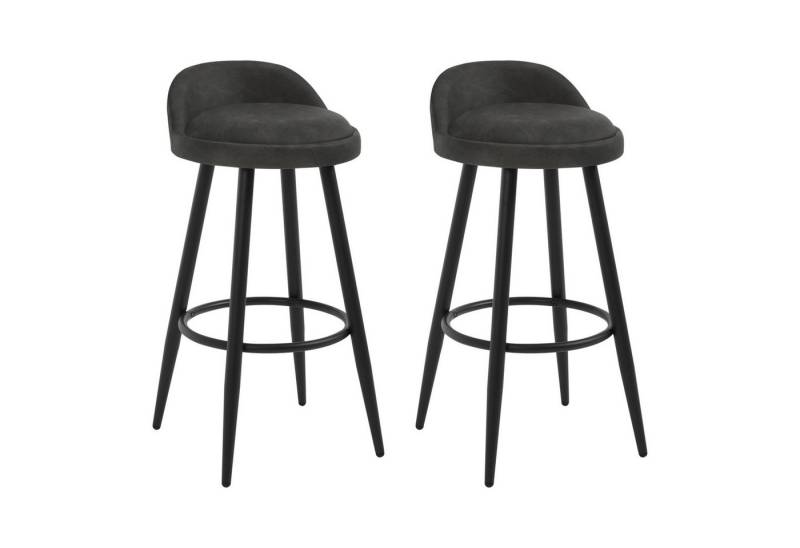 Woltu Barhocker (2 St), Barstuhl Hocker Tresenhocker aus Kunstleder anthrazit von Woltu