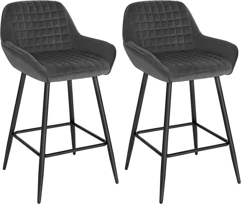 Woltu Barhocker (2 St), Designer Barstuhl mit Armlehnen Rückenlehne Fußstütze Samt von Woltu