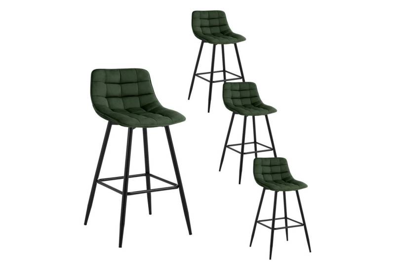 Woltu Barhocker (4 St), Barstuhl mit Rückenlehne und Fußstütze Samt Metall von Woltu