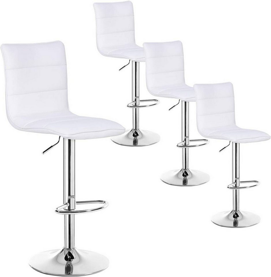 Woltu Barhocker (4 St), Design Stuhl mit Rücklehne, verchromter Stahl, Kunstleder von Woltu