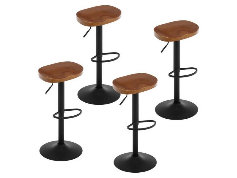 Woltu Barhocker (4 St), drehbar, mit Sattelsitz Fußstütze, aus Massivholz Metall von Woltu