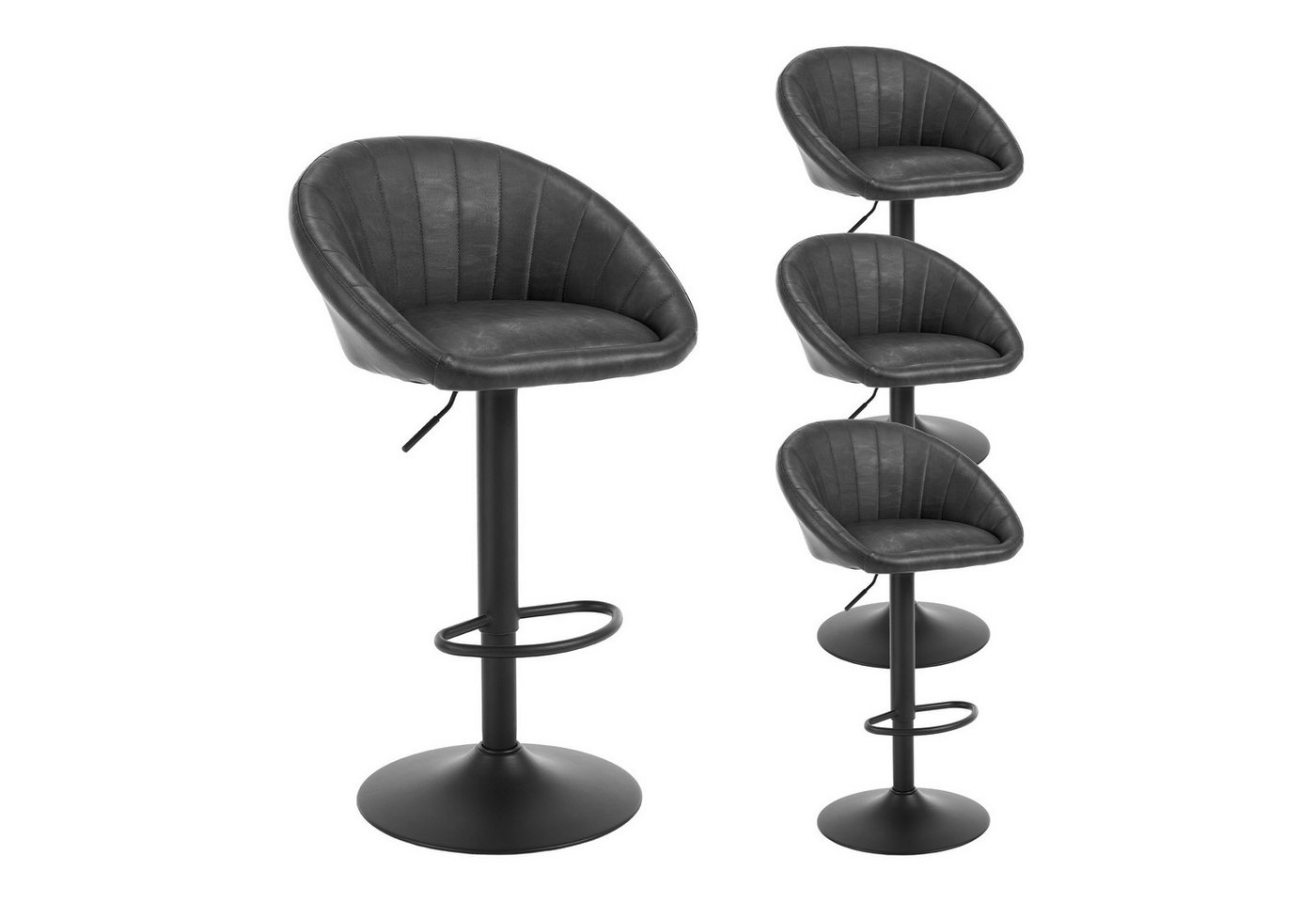 Woltu Barhocker (4 St), küchenhocker höhenverstellbar, Ergonomischer Stuhl, Kunstleder von Woltu