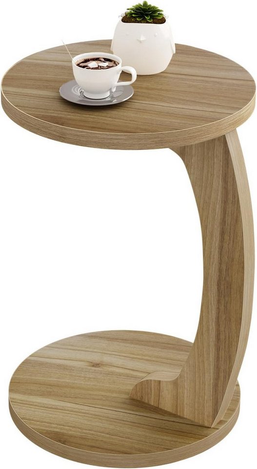Woltu Beistelltisch, Couchtisch rund, C Form, für Sofa Bett, φ38xH55 cm von Woltu