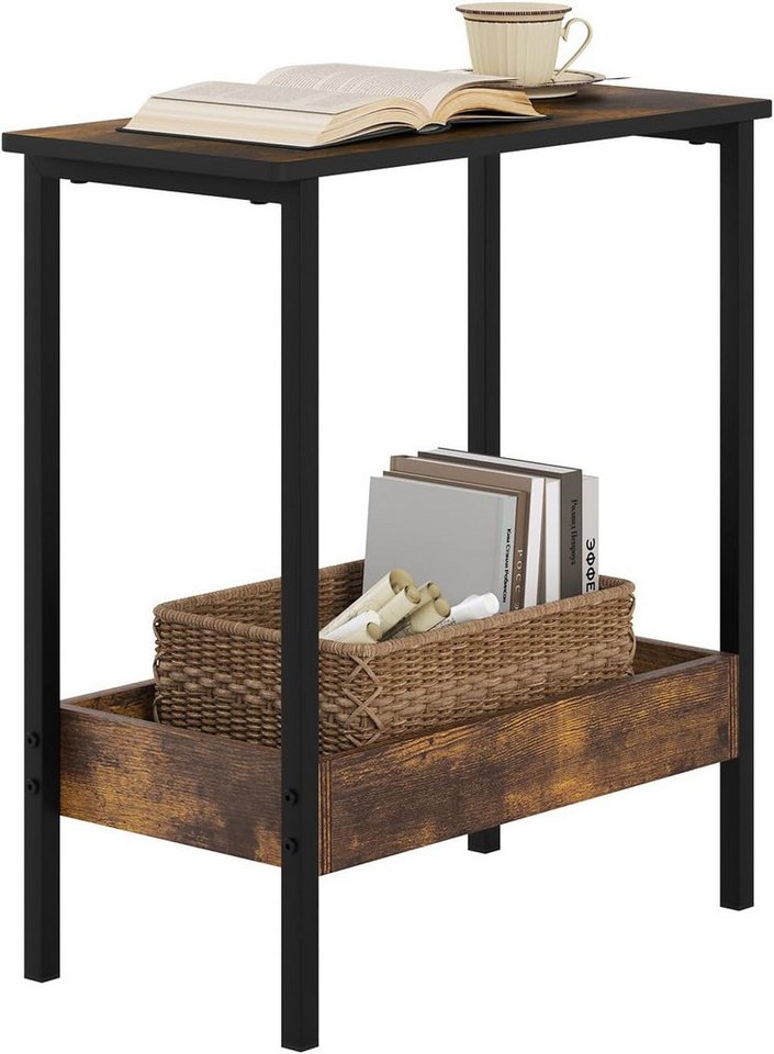 Woltu Beistelltisch (1-St), mit 2 Ablagen, Couchtisch mit Stauraum 50x55x25cm von Woltu