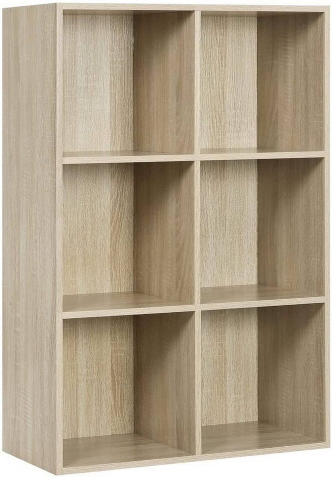 Woltu Bücherregal, 1-tlg., Würfelregal 6 Fächer aus MDF 60x30x89 cm Eiche von Woltu