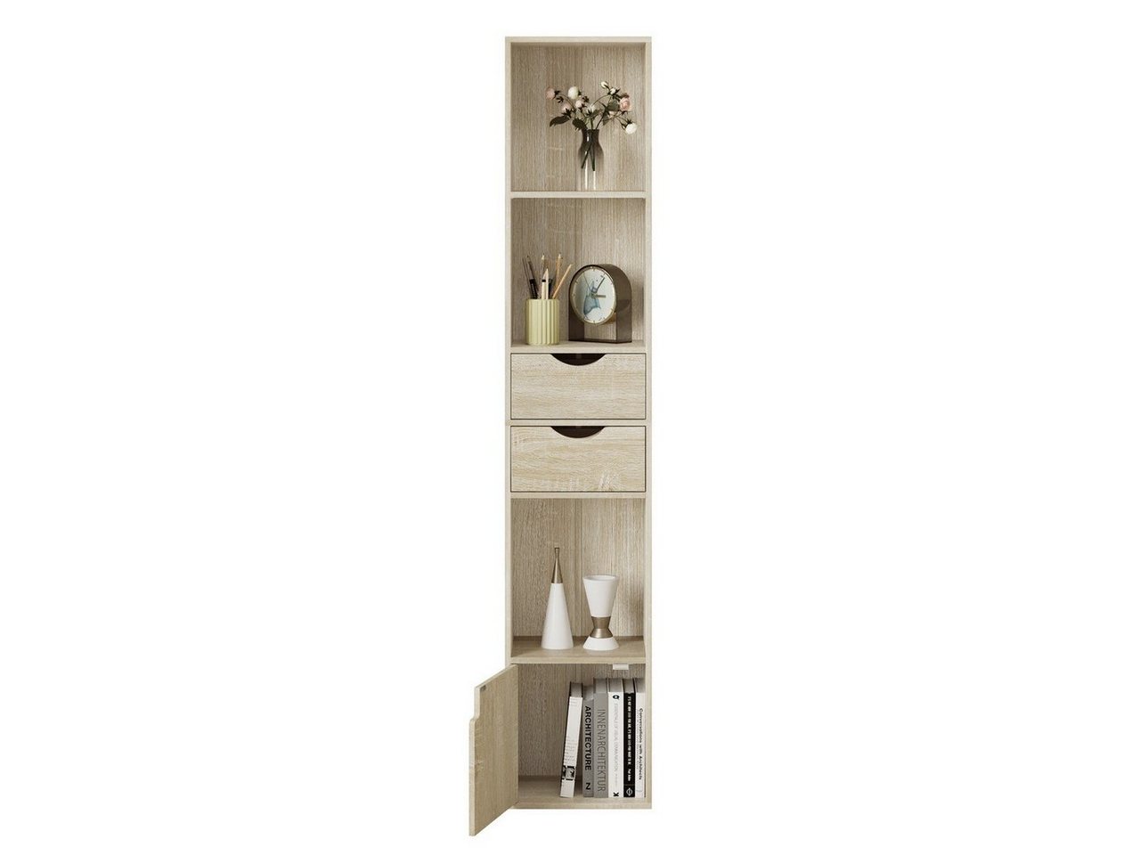 Woltu Bücherregal, 1-tlg., mit Schubladen, Regal mit Tür, 30x158x24 cm Woltu Bücherregal, 1-tlg., mit Schubladen, Regal mit Tür, 30x158x24 cm von Woltu