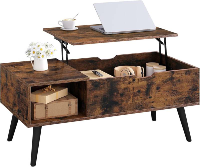 Woltu Couchtisch (1-St), Verstecktes Fach unter der Tischplatte, Anhebbare tischplatte von Woltu