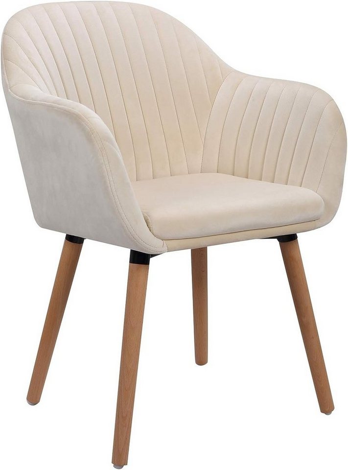 Woltu Esszimmerstuhl (1 St), Design Stuhl mit Armlehne Samt Massivholz Beine von Woltu