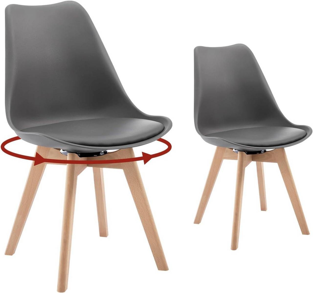 Woltu Esszimmerstuhl (2 St), drehbar 2er Set, Drehstuhl Polsterstuhl, aus Massivholz Kunstleder von Woltu