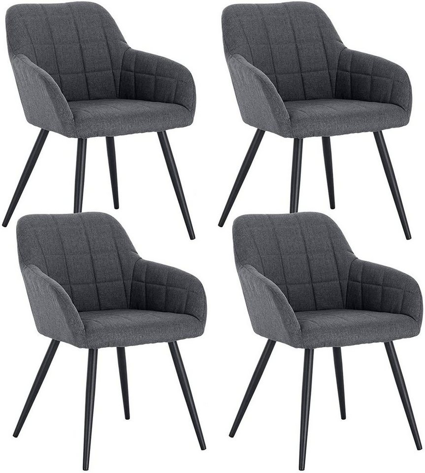 Woltu Esszimmerstuhl (4 St), Design Stuhl mit Armlehne, Leinen, Metall von Woltu
