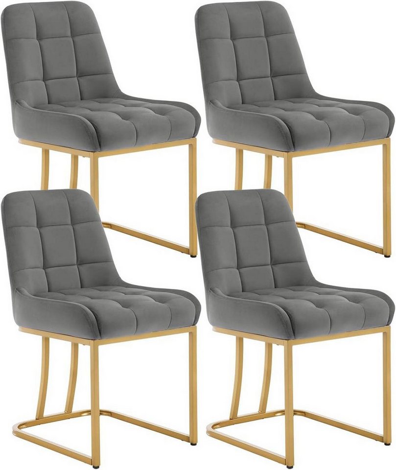 Woltu Esszimmerstuhl (4 St), Küchenstuhl mit Metallgestell in Bogenform, Samt von Woltu