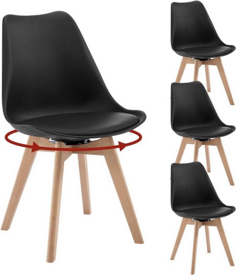 Woltu Esszimmerstuhl (4 St), drehbar 4er Set, Drehstuhl Polsterstuhl, aus Massivholz Kunstleder von Woltu