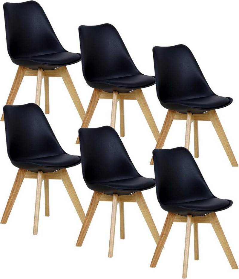 Woltu Esszimmerstuhl (Set, 6 St), Designstuhl Sitzfläche aus Kunstleder, Massivholz von Woltu