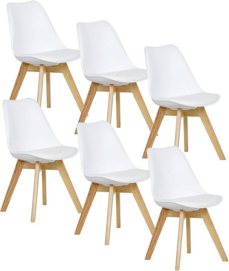 Woltu Esszimmerstuhl (Set, 6 St), Designstuhl Sitzfläche aus Kunstleder, Massivholz von Woltu