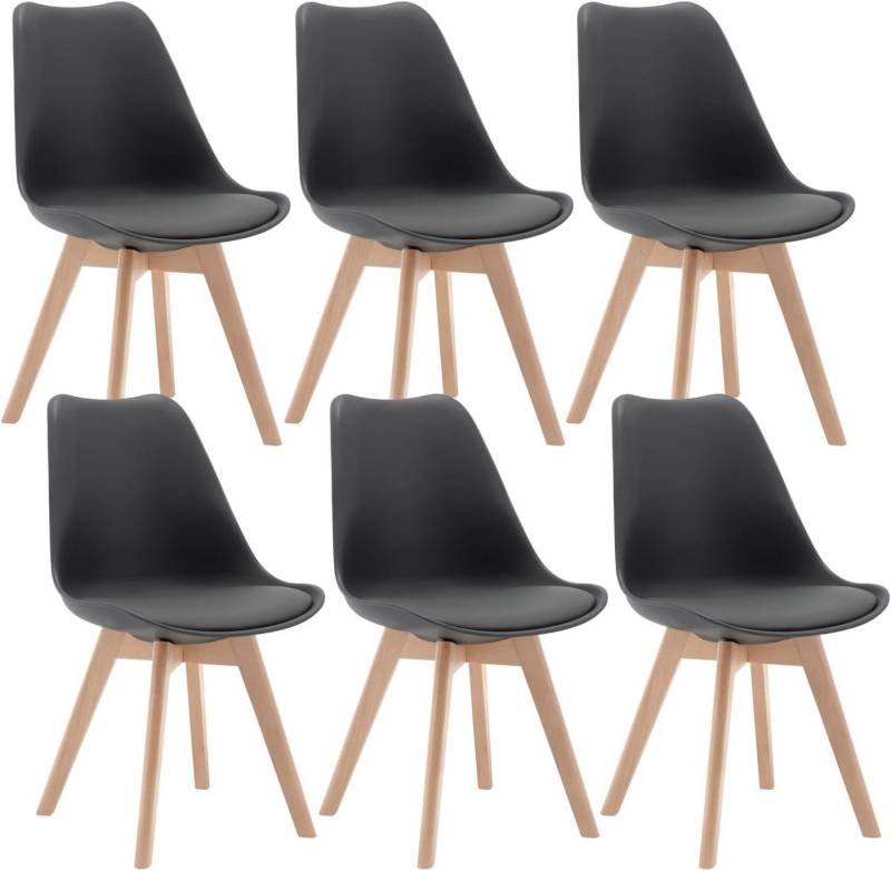 Woltu Esszimmerstuhl (Set, 6 St), Designstuhl Sitzfläche aus Kunstleder, Massivholz von Woltu