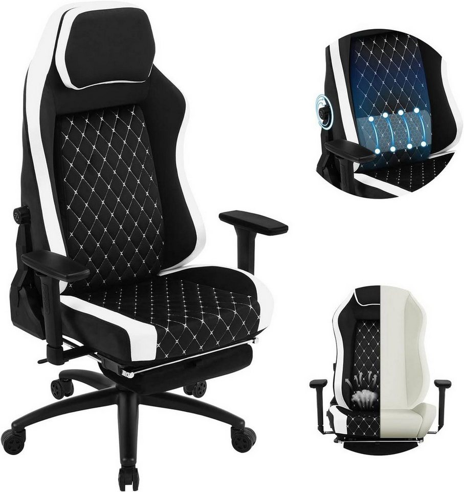 Woltu Gaming-Stuhl (1 St), Bürostuhl mit adaptiver Lendenwirbelstütze, Fußstütze Armlehnen von Woltu