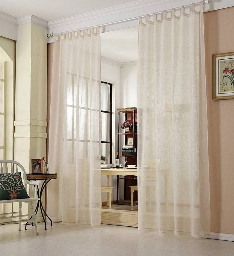 Woltu Gardine, (2 St), transparent, Gardinen transparent mit Schlaufen Leinen Optik von Woltu