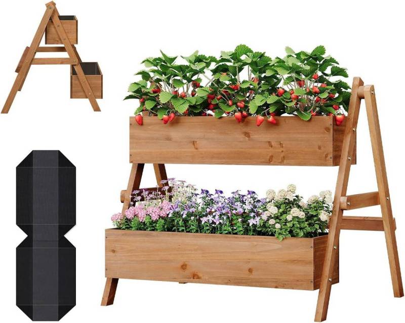 Woltu Hochbeet (1 St), Gemüsebeet Kräuterbeet Pflanzbeet, mit Innenvlies von Woltu