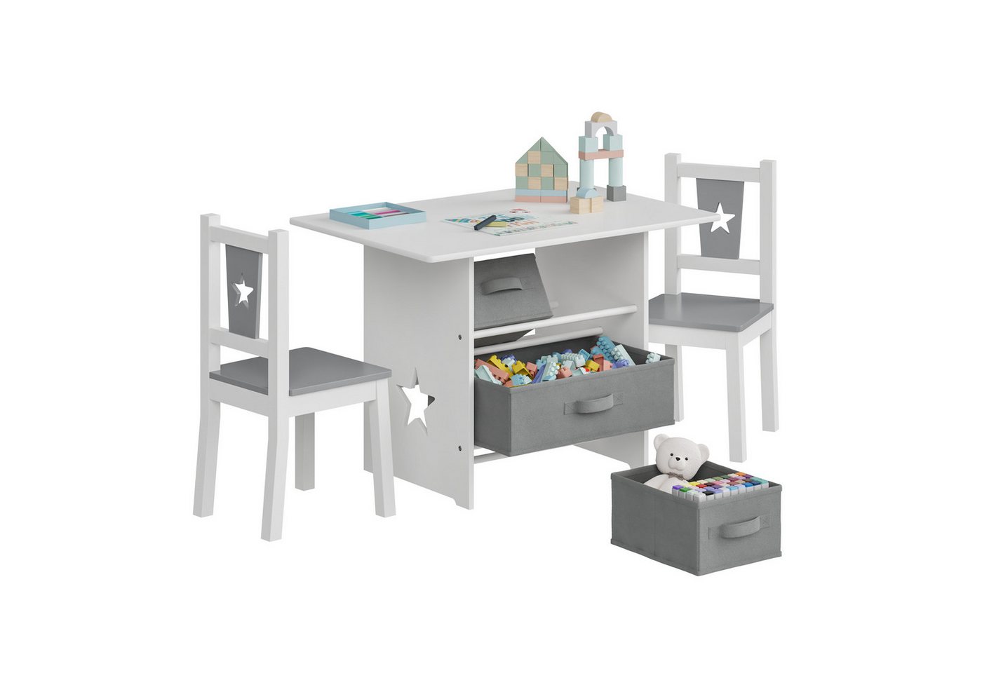 Woltu Kindersitzgruppe, (3-tlg), mit 3 körben Holz in weiß-grau Woltu Kindersitzgruppe, (3-tlg), mit 3 körben Holz in weiß-grau von Woltu