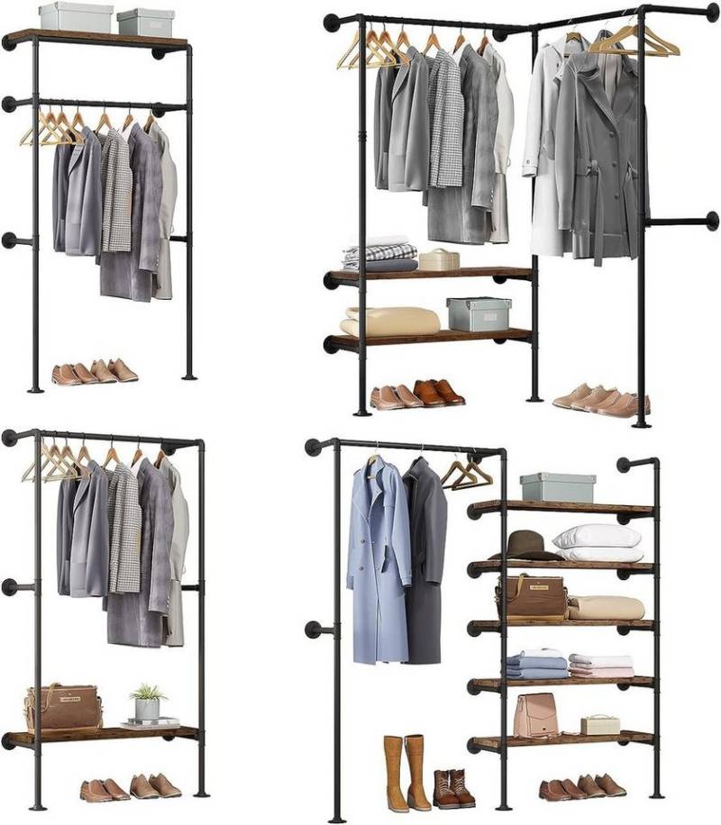 Woltu Kleiderständer, (Set, 4 St), mit Ablagen, Garderobe mit Kleiderstange von Woltu
