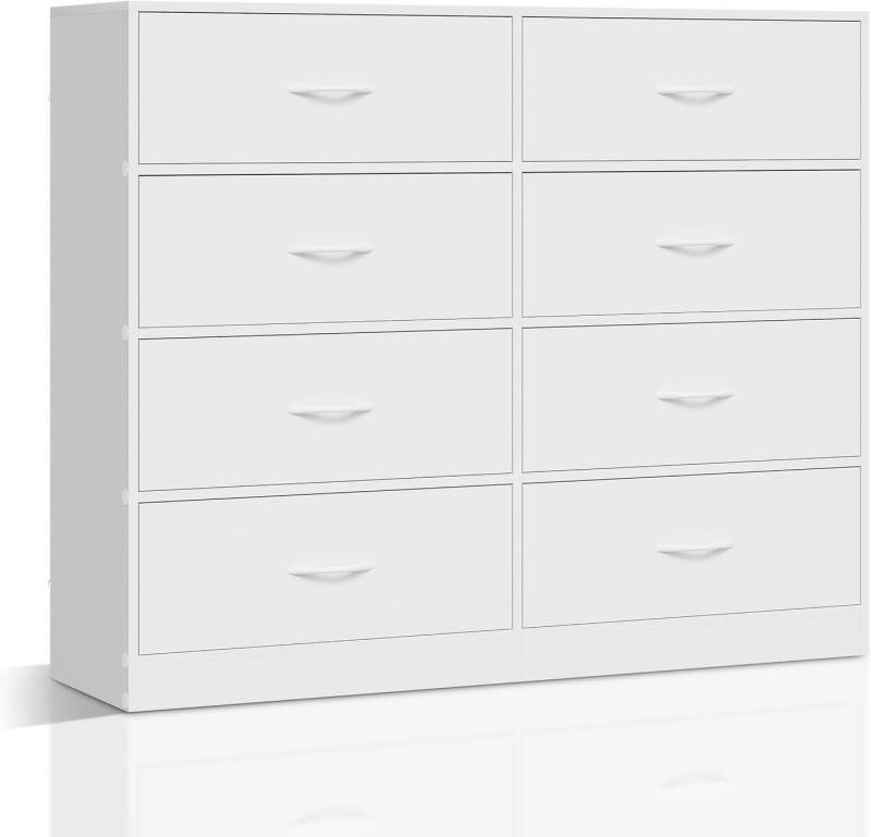 Woltu Kommode, weiß mit 8 Schubladen, Schrank Schlafzimmer Wohnzimmer Flur von Woltu